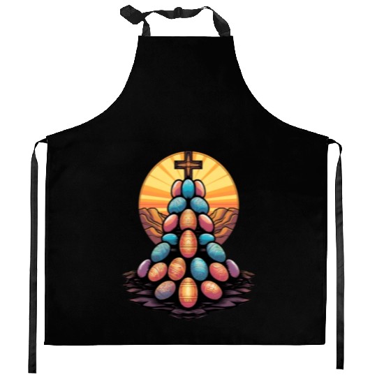 Christian Easter Day Cross Easter Egg Hunt Kitchen Aprons