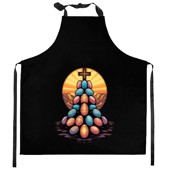 Christian Easter Day Cross Easter Egg Hunt Kitchen Aprons