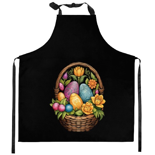 Easter Day Easter Egg Basket Mandala Art Egg Hunt Kitchen Aprons