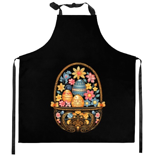 Easter Day Easter Egg Basket Mandala Art Egg Hunt Kitchen Aprons