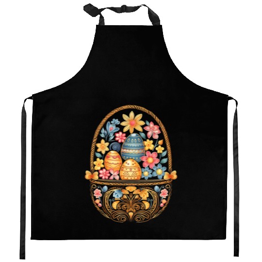 Easter Day Easter Egg Basket Mandala Art Egg Hunt Kitchen Aprons
