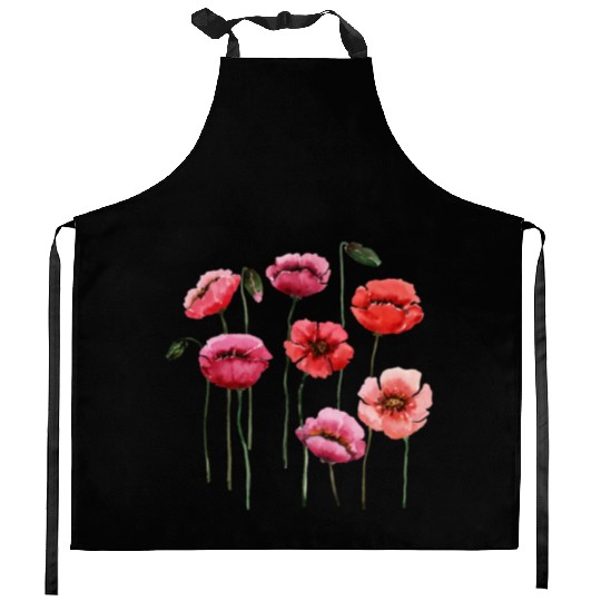 Poppies, spring bloomers, summer, flower, vintage. Kitchen Aprons