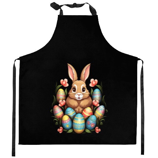 Easter Bunny Rabbit Colorful Eggs Easter Egg Hunt Kitchen Aprons