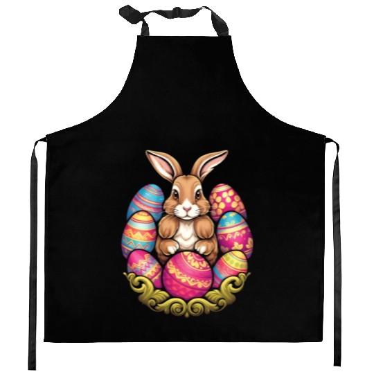 Easter Bunny Rabbit Colorful Eggs Easter Egg Hunt Kitchen Aprons