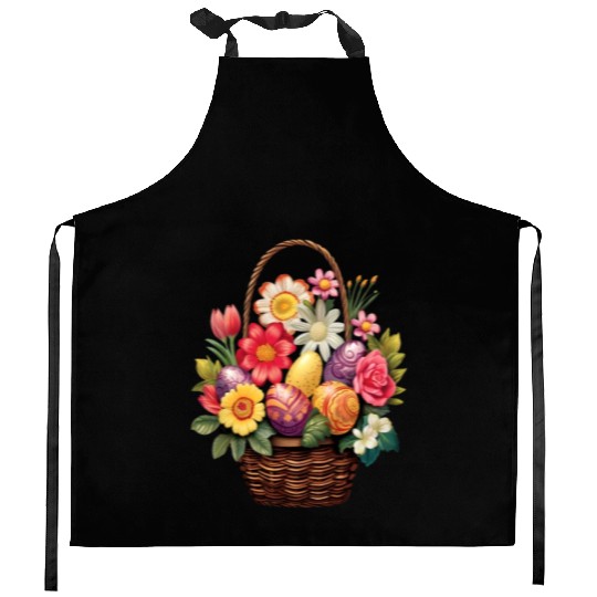 Easter Day Easter Egg Basket Spring Flowers Kitchen Aprons