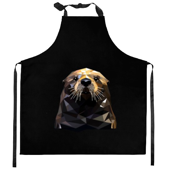 Geometric Style Sea Otter Kitchen Aprons