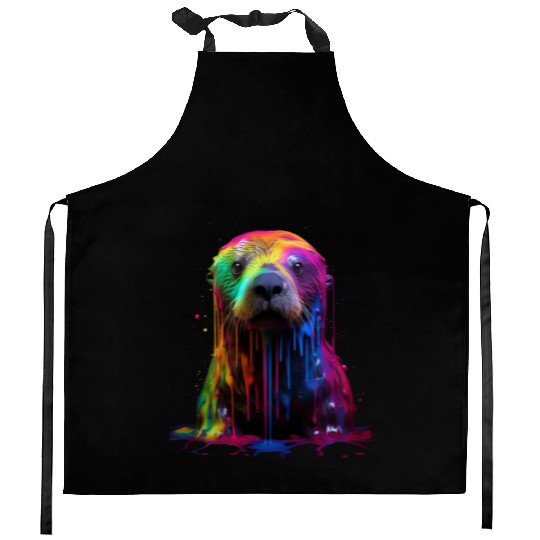 Rainbow Sea Otter Kitchen Aprons
