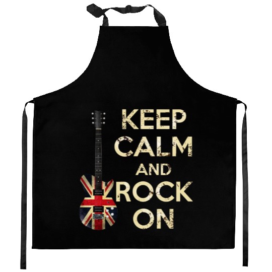 Keep Calm and Rock On Union Jack Guitar Kitchen Aprons