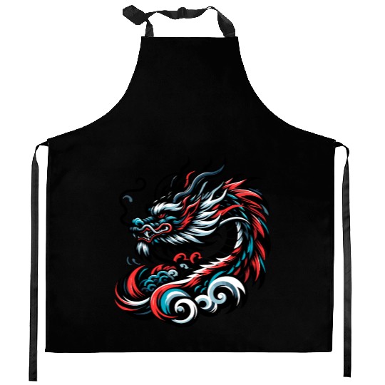 Colorful Chinese Dragon Artwork Essentials Kitchen Aprons
