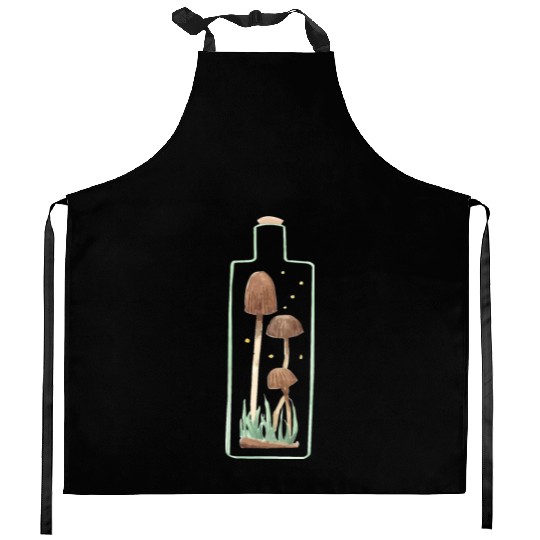 Mushroom and Firefly Terrarium Kitchen Aprons