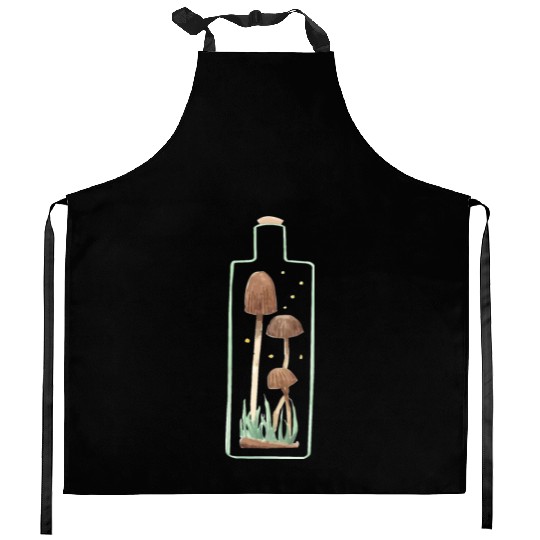 Mushroom and Firefly Terrarium Kitchen Aprons