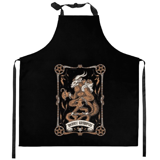 Merry krampus Kitchen Aprons