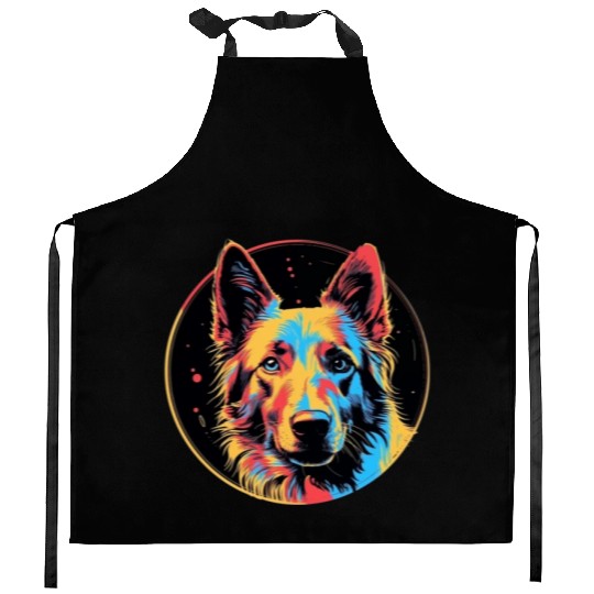 German Shepherd Funny Dog Street Art Comic Pet Kitchen Aprons