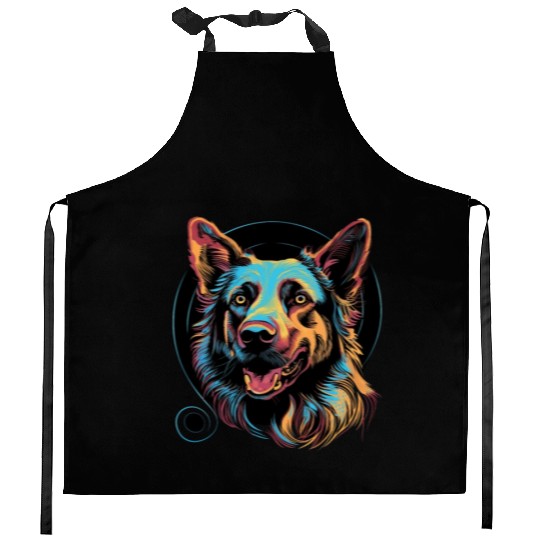 German Shepherd Funny Dog Street Art Comic Pet Kitchen Aprons