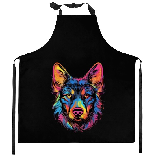 German Shepherd Funny Dog Street Art Comic Pet Kitchen Aprons