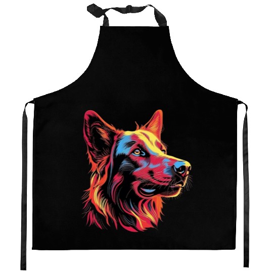 German Shepherd Funny Dog Street Art Comic Pet Kitchen Aprons