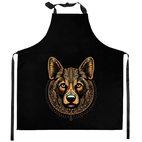 German Shepherd Funny Dog Street Art Comic Pet Kitchen Aprons