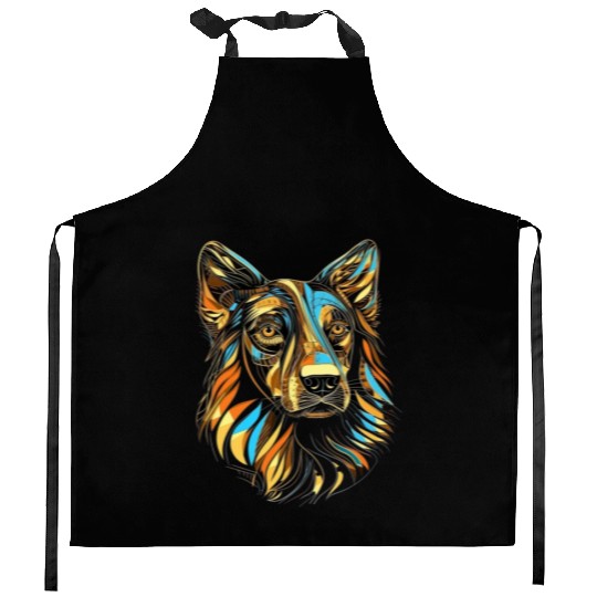 German Shepherd Funny Dog Street Art Comic Pet Kitchen Aprons