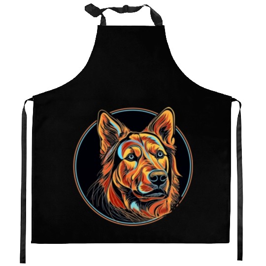 German Shepherd Funny Dog Street Art Comic Pet Kitchen Aprons