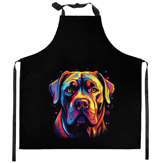 Watercolor Colorful Cane Corso Kitchen Aprons