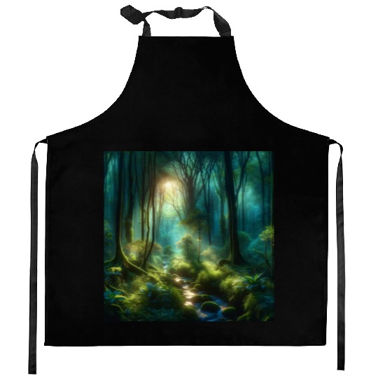 Twilight Enchantment A Mystical Forest Scene Kitchen Aprons