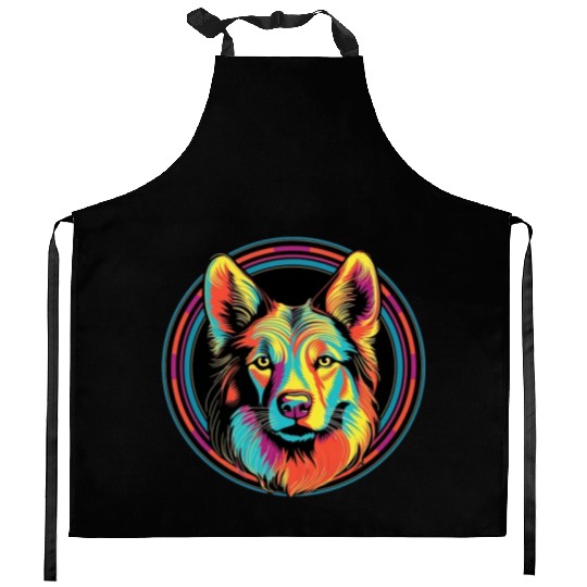 German Shepherd Funny Dog Street Art Comic Pet Kitchen Aprons