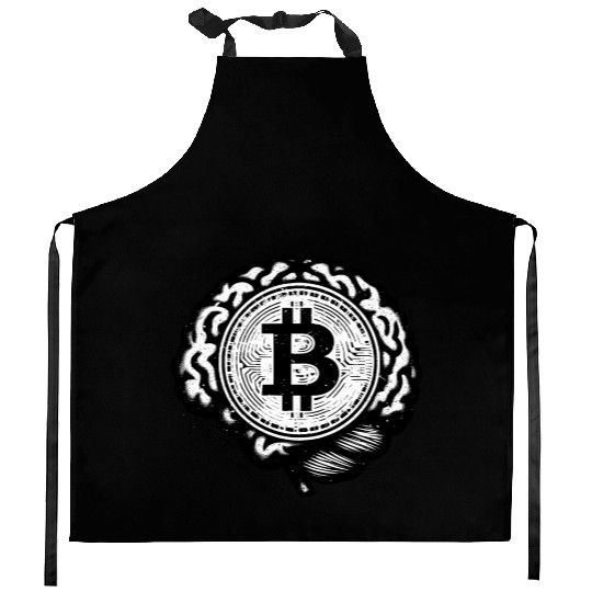Bitcoin symbol crypto coins brain mindset 4 Kitchen Aprons
