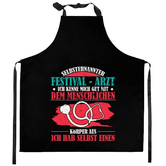 Festival doctor funny ambiguous irony Kitchen Aprons