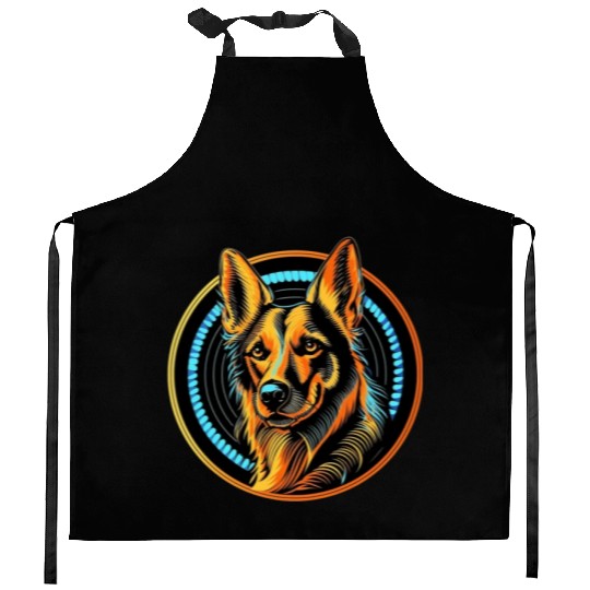 German Shepherd Funny Dog Street Art Comic Pet Kitchen Aprons