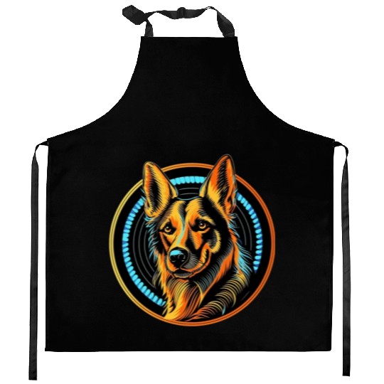 German Shepherd Funny Dog Street Art Comic Pet Kitchen Aprons