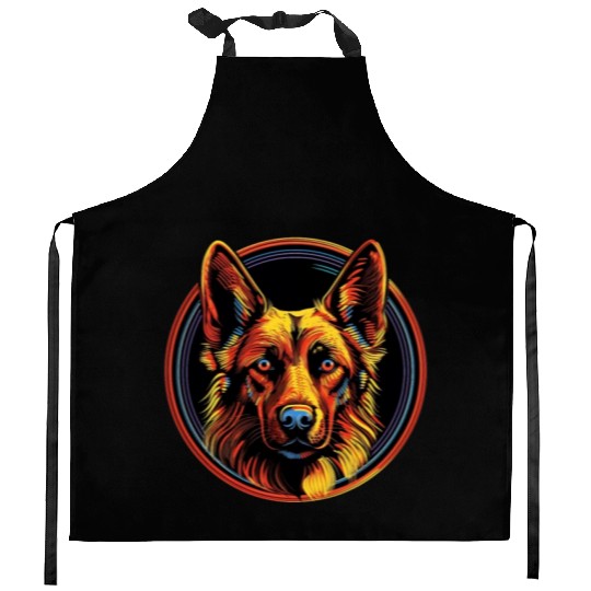 German Shepherd Funny Dog Street Art Comic Pet Kitchen Aprons
