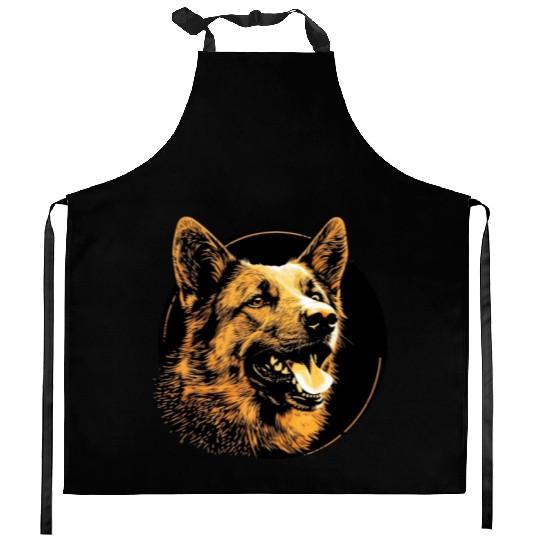 German Shepherd Funny Dog Street Art Comic Pet Kitchen Aprons