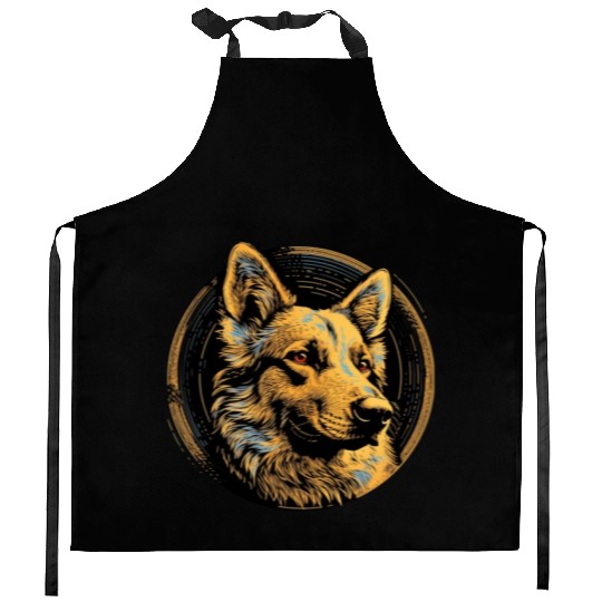 German Shepherd Funny Dog Street Art Comic Pet Kitchen Aprons
