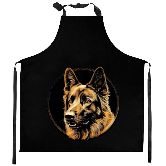 German Shepherd Funny Dog Street Art Comic Pet Kitchen Aprons