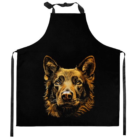 German Shepherd Funny Dog Street Art Comic Pet Kitchen Aprons