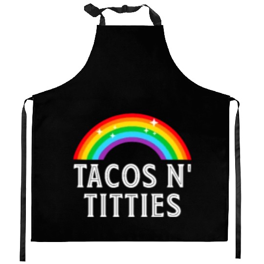 Tacos and Titties Funny LGBT Gay Pride Gifts Kitchen Aprons