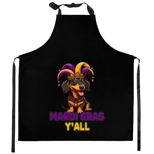 Mardi Gras Dachshund Kitchen Aprons
