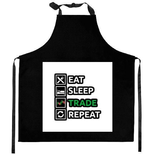 Bitcoin Eats Sleep Trade and Repeat Criptocurrency Kitchen Aprons
