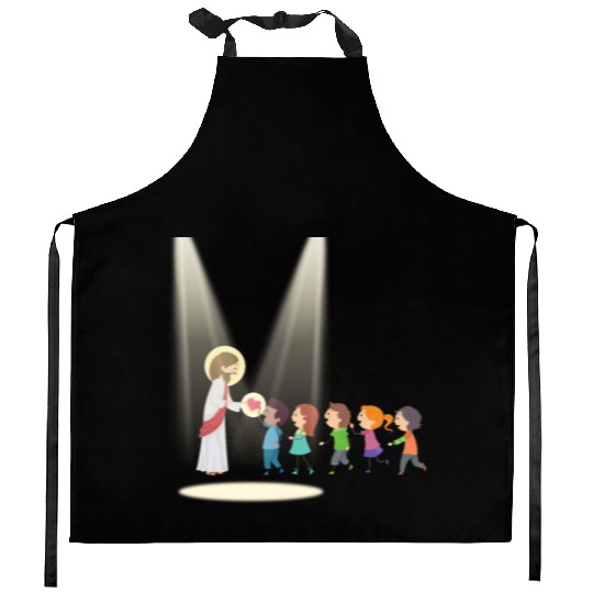 sacred heart of jesus Kitchen Aprons