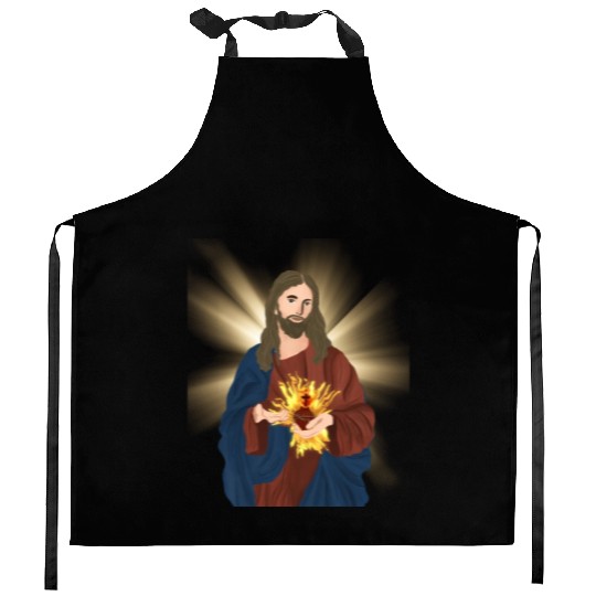 sacred heart of jesus Kitchen Aprons