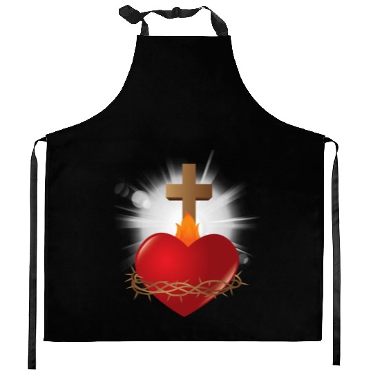 sacred heart of jesus Kitchen Aprons