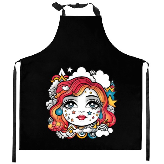 Celestial girl Kitchen Aprons
