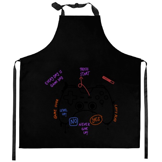 PlayStation Remote controller Black Kitchen Aprons