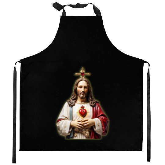 sacred heart of jesus Kitchen Aprons