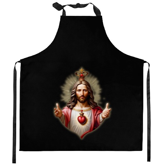 sacred heart of jesus Kitchen Aprons