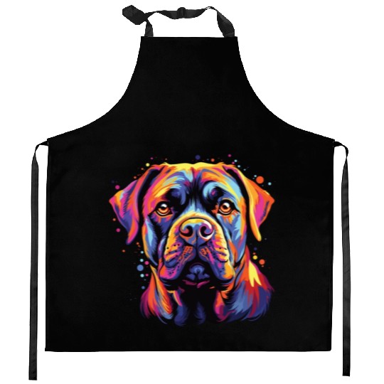 Watercolor Colorful Cane Corso Kitchen Aprons