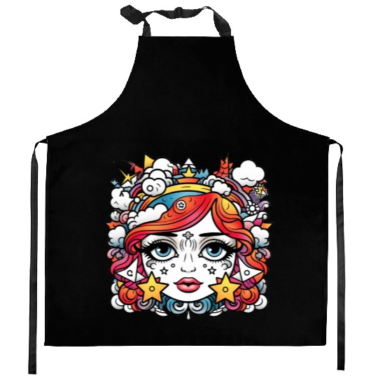 Celestial girl Kitchen Aprons