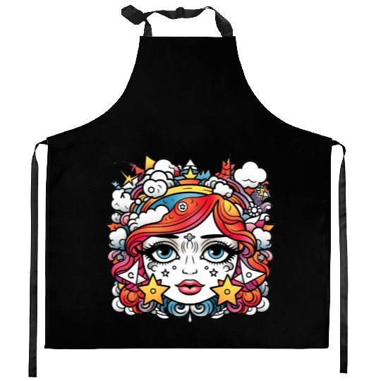 Celestial girl Kitchen Aprons