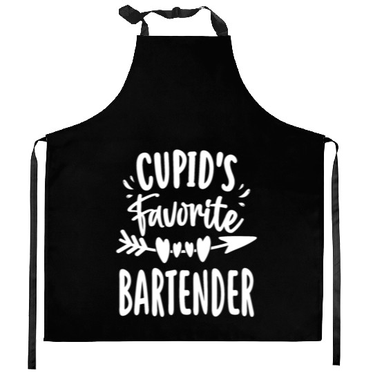 Cupid's Favorite Bartender Valentines Day Matching Kitchen Aprons