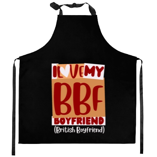 British Boyfriend design i Love My bbf boyfriend Kitchen Aprons